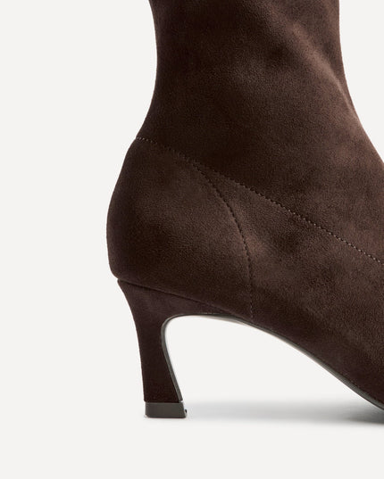 Women's Sock Ankle Boots with Pointed Toe and Kitten Heel