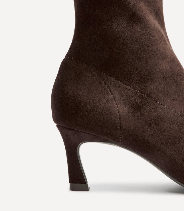 Women's Sock Ankle Boots with Pointed Toe and Kitten Heel