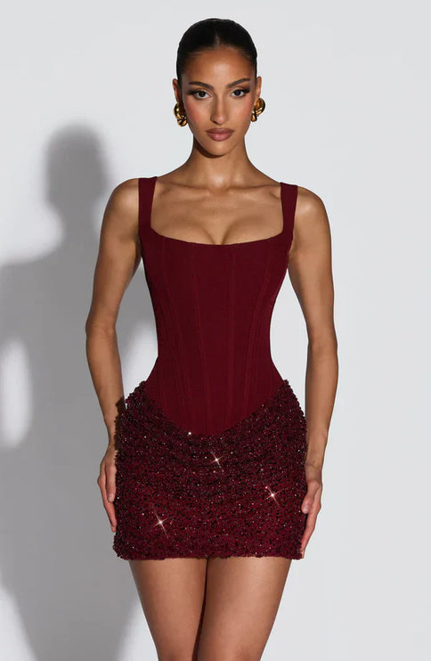 Vestido mini bodycon de cóctel para mujer con lentejuelas brillantes