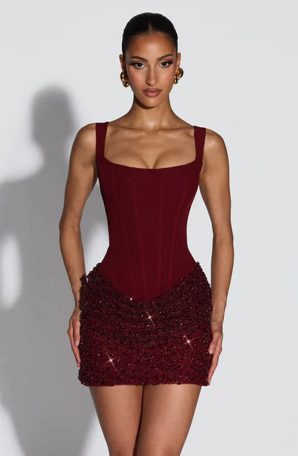 Vestido mini bodycon de cóctel para mujer con lentejuelas brillantes