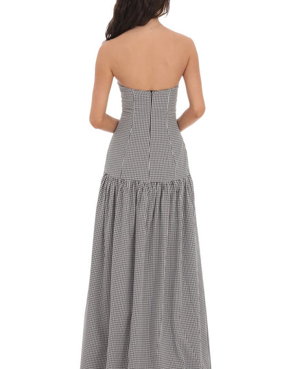 Vestido maxi cóctel sin tirantes para mujer con fruncido y sin mangas