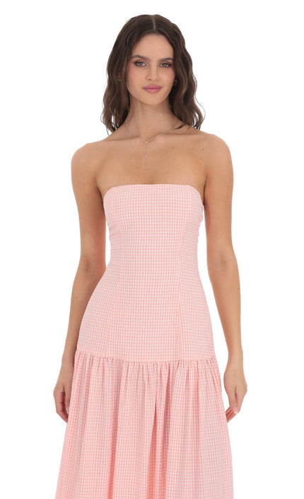 Vestido maxi cóctel sin tirantes para mujer con fruncido y sin mangas