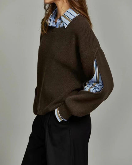 Women's Striped Insert Crew Neck Jumper