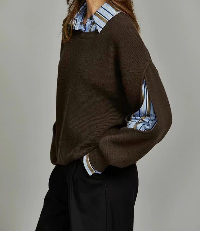 Women's Striped Insert Crew Neck Jumper