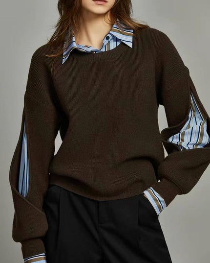 Women's Striped Insert Crew Neck Jumper