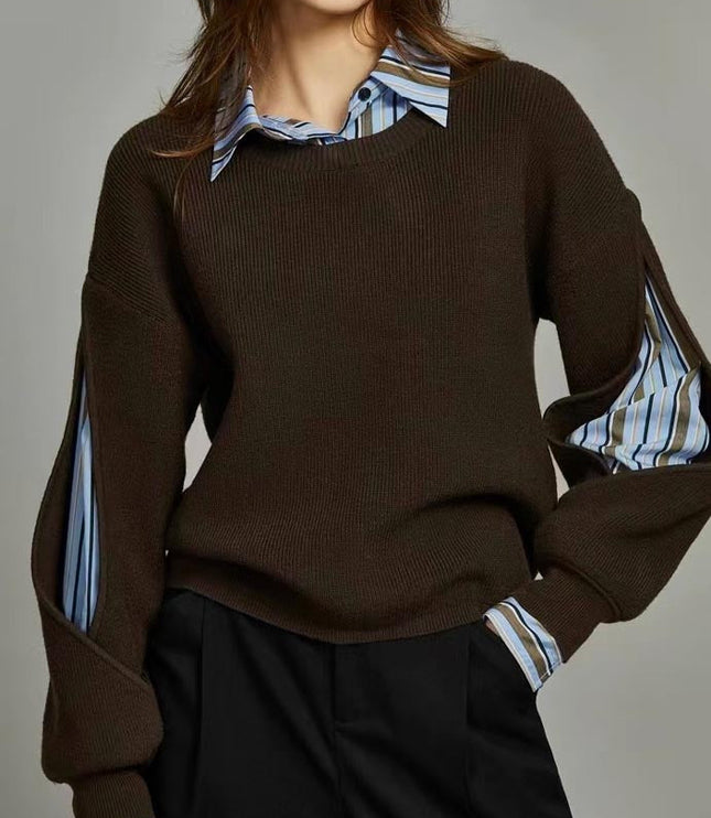 Women's Striped Insert Crew Neck Jumper
