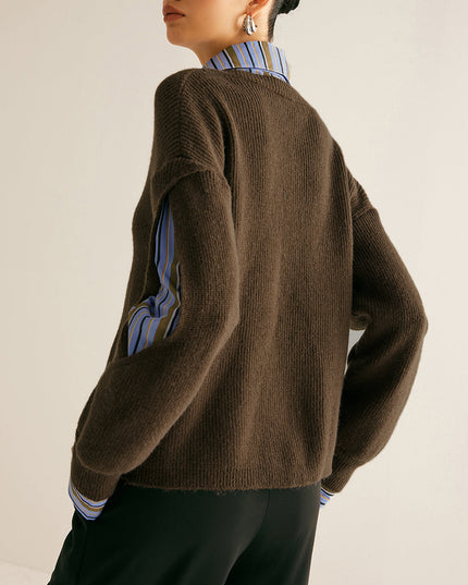 Women's Striped Insert Crew Neck Jumper