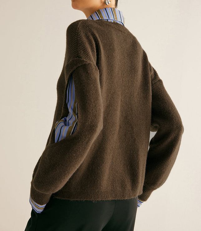Women's Striped Insert Crew Neck Jumper