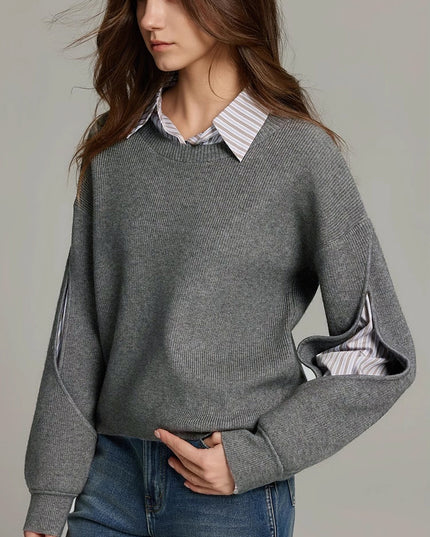 Women's Striped Insert Crew Neck Jumper