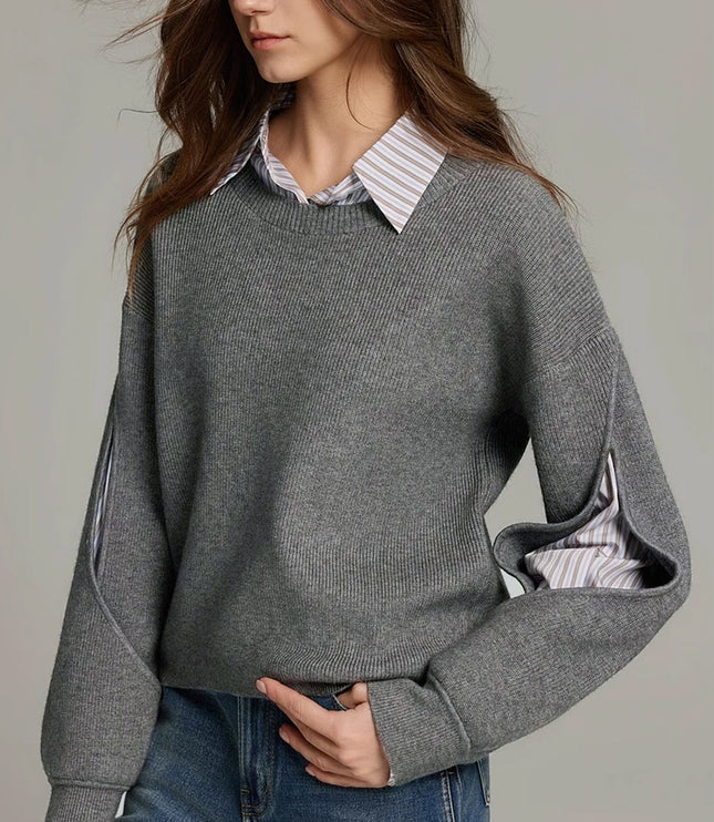 Women's Striped Insert Crew Neck Jumper