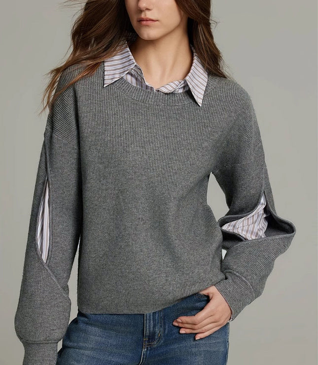 Women's Striped Insert Crew Neck Jumper