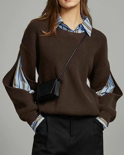 Women's Striped Insert Crew Neck Jumper