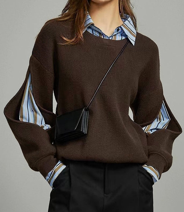 Women's Striped Insert Crew Neck Jumper