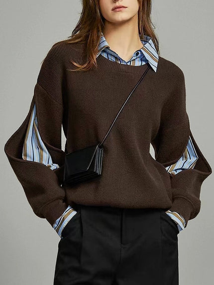 Women's Striped Insert Crew Neck Jumper