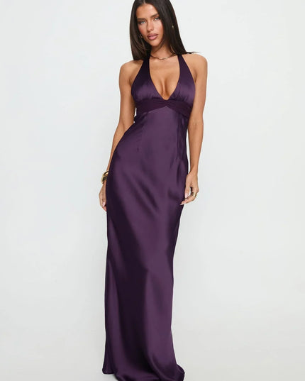 Vestido maxi para invitada de boda de verano para mujer con estampado floral y cuello halter