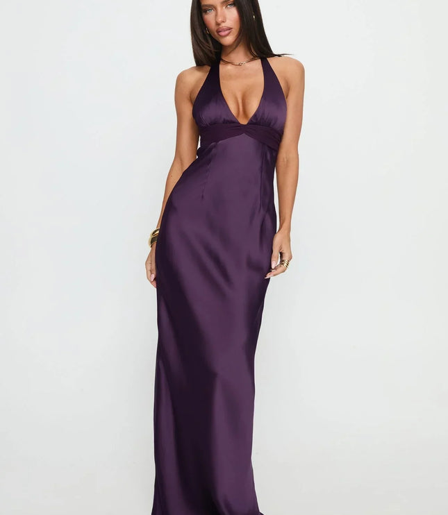 Vestido maxi para invitada de boda de verano para mujer con estampado floral y cuello halter