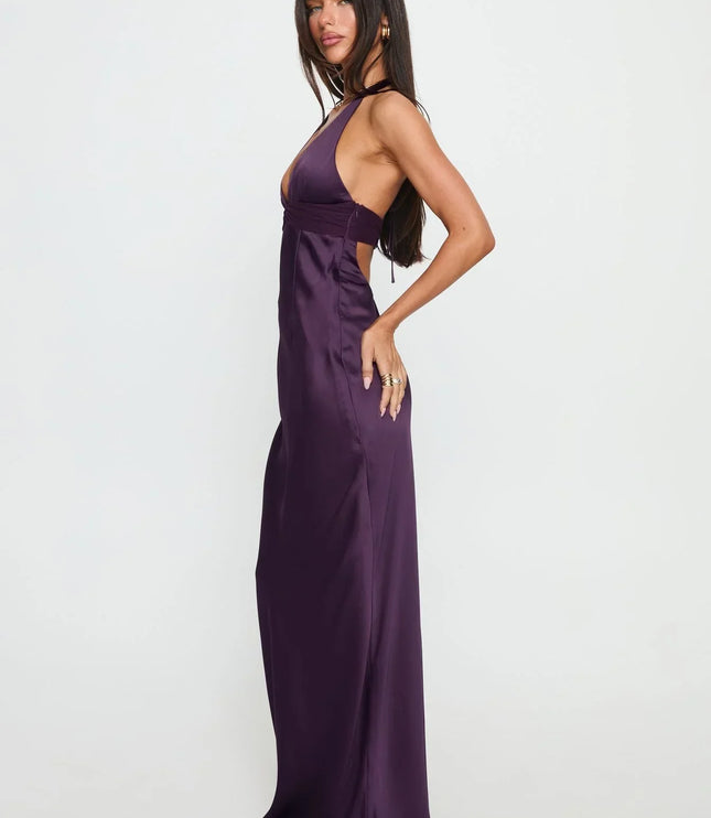 Vestido maxi para invitada de boda de verano para mujer con estampado floral y cuello halter
