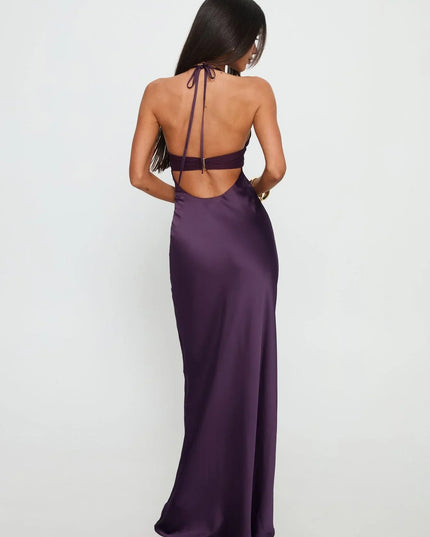 Vestido maxi para invitada de boda de verano para mujer con estampado floral y cuello halter