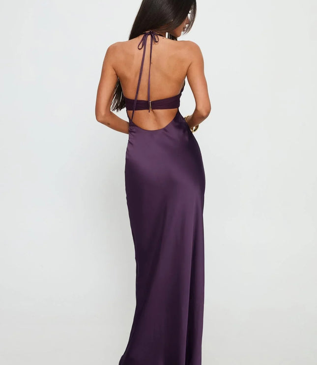 Vestido maxi para invitada de boda de verano para mujer con estampado floral y cuello halter