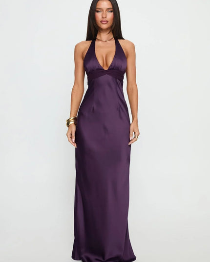Vestido maxi para invitada de boda de verano para mujer con estampado floral y cuello halter