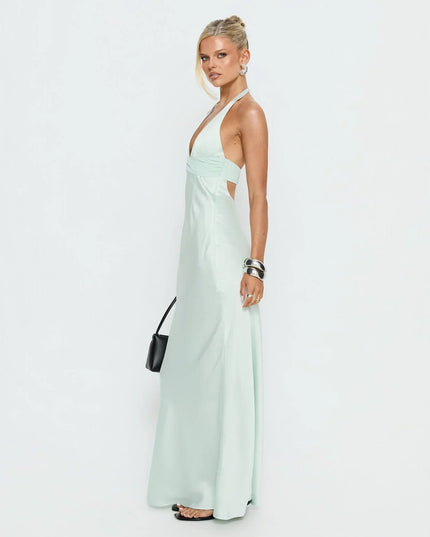 Vestido maxi para invitada de boda de verano para mujer con estampado floral y cuello halter