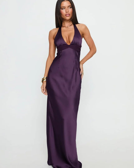 Vestido maxi para invitada de boda de verano para mujer con estampado floral y cuello halter