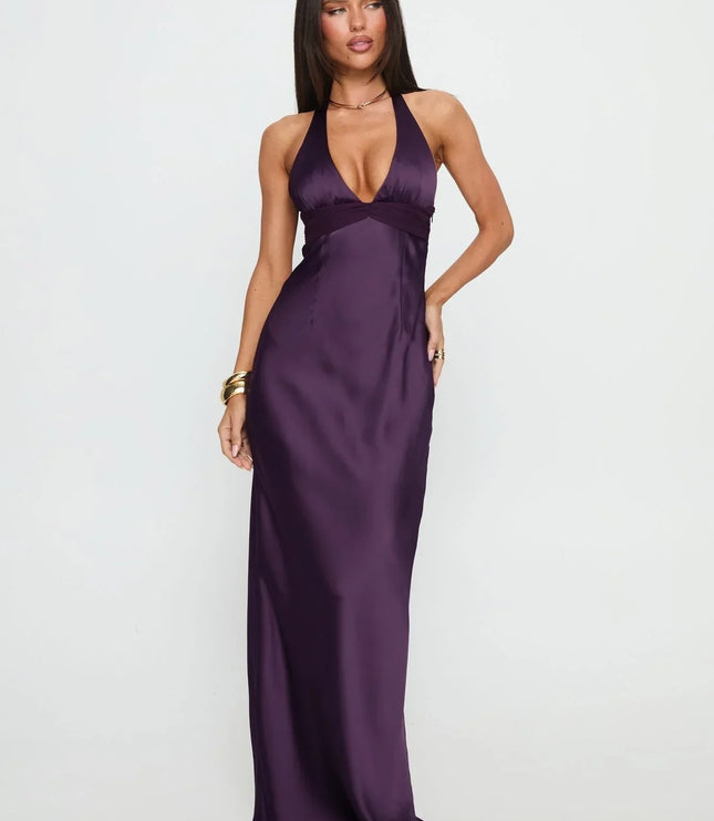 Vestido maxi para invitada de boda de verano para mujer con estampado floral y cuello halter