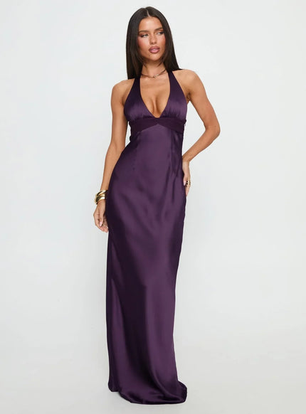 Vestido maxi para invitada de boda de verano para mujer con estampado floral y cuello halter
