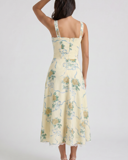 Vestido midi floral de verano con escote en V para invitada de boda mujer