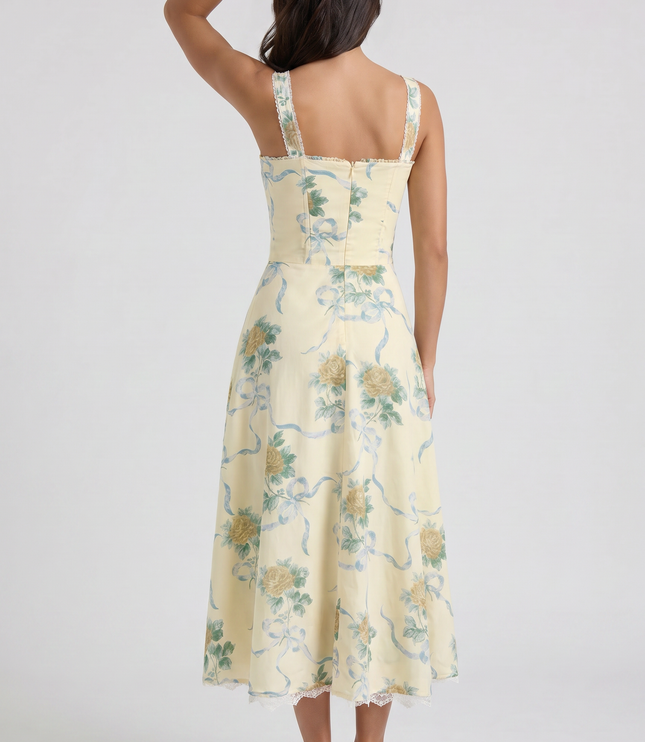 Vestido midi floral de verano con escote en V para invitada de boda mujer