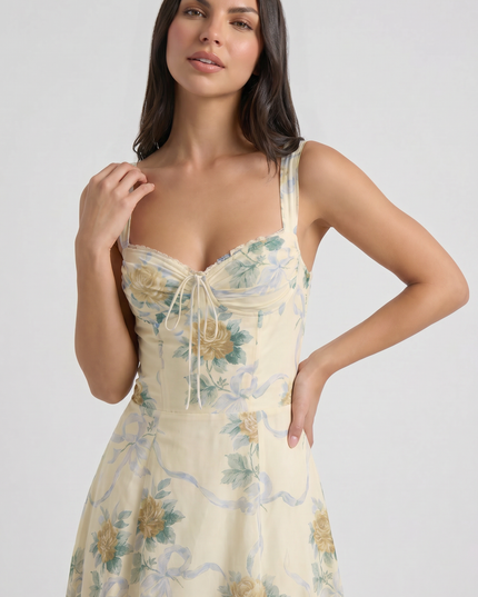 Vestido midi floral de verano con escote en V para invitada de boda mujer