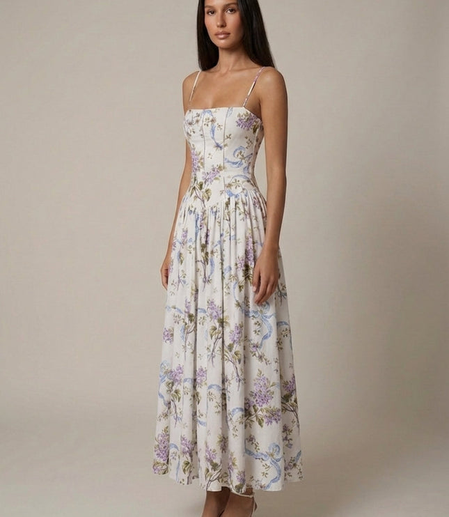 Vestido midi floral de verano con escote en V para invitada de boda mujer
