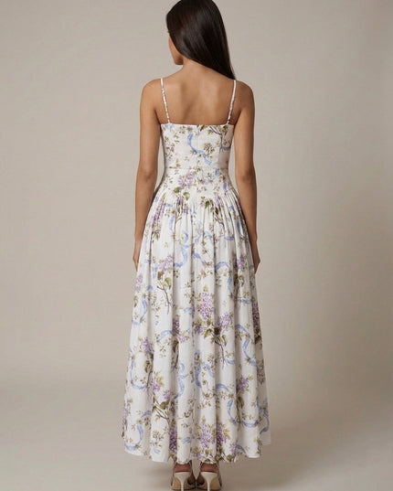 Vestido midi floral de verano con escote en V para invitada de boda mujer
