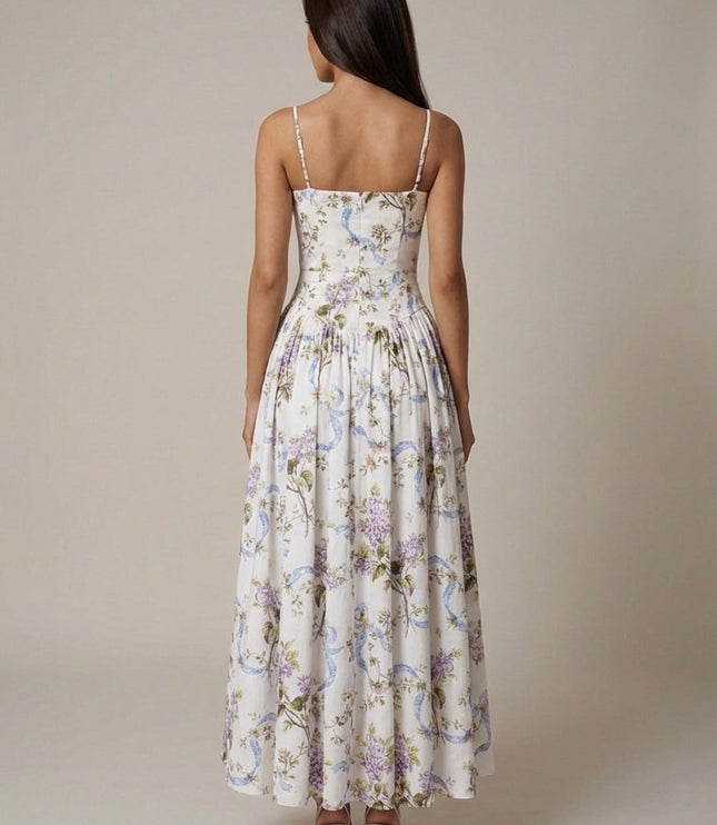 Vestido midi floral de verano con escote en V para invitada de boda mujer