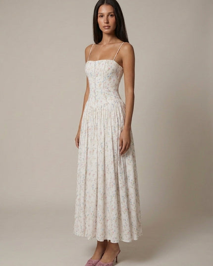 Vestido midi floral de verano con escote en V para invitada de boda mujer