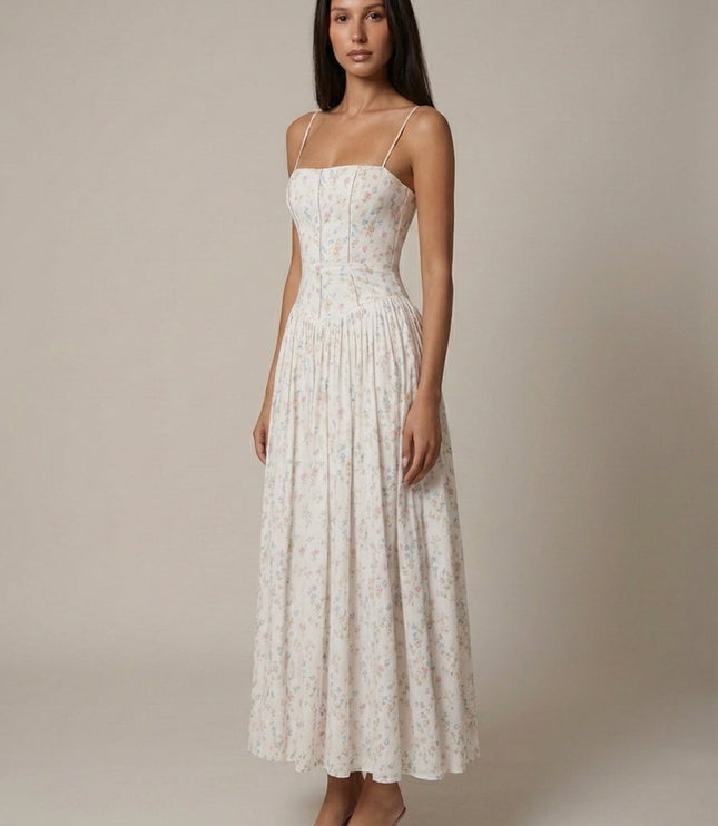 Vestido midi floral de verano con escote en V para invitada de boda mujer