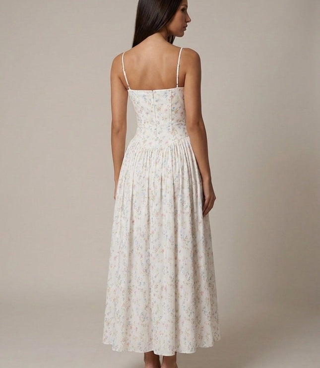 Vestido midi floral de verano con escote en V para invitada de boda mujer