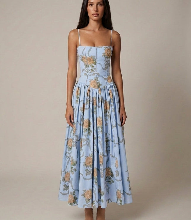 Vestido midi floral de verano con escote en V para invitada de boda mujer