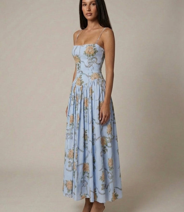 Vestido midi floral de verano con escote en V para invitada de boda mujer
