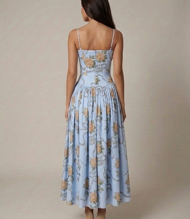 Vestido midi floral de verano con escote en V para invitada de boda mujer