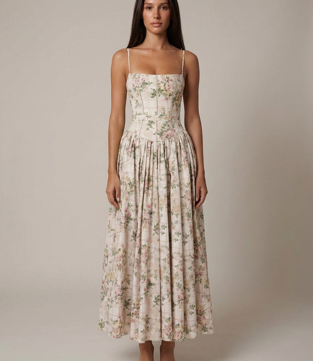 Vestido midi floral de verano con escote en V para invitada de boda mujer