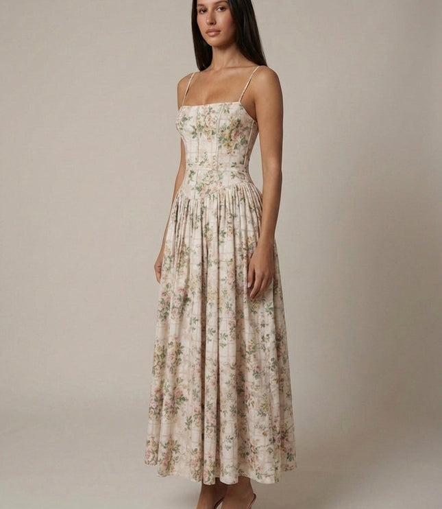 Vestido midi floral de verano con escote en V para invitada de boda mujer