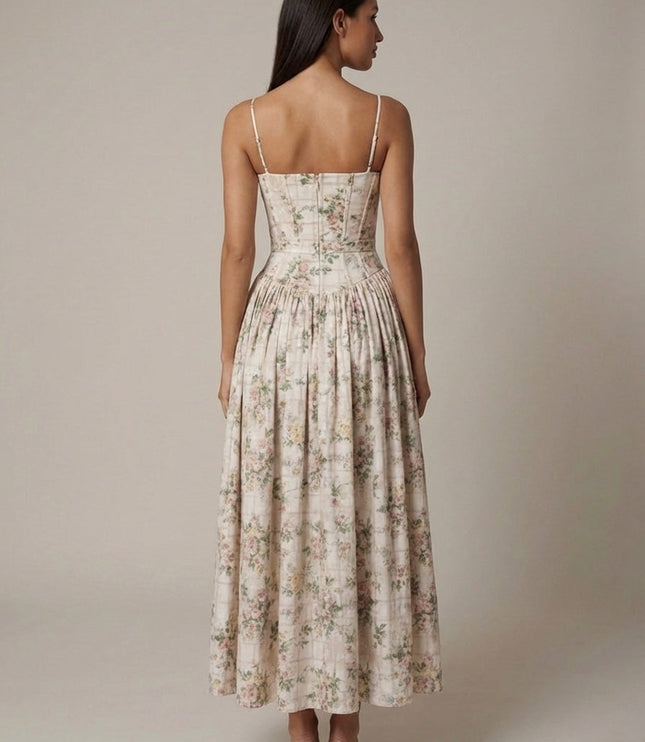 Vestido midi floral de verano con escote en V para invitada de boda mujer