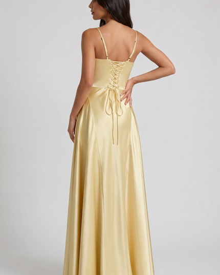 Vestido maxi de cóctel de satén con cuello halter de verano para mujer