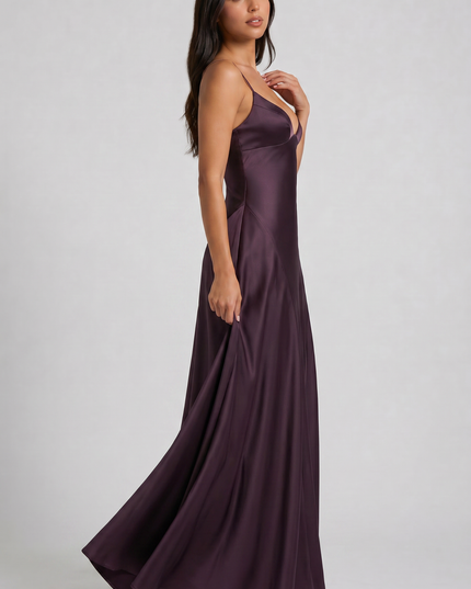 Vestido maxi de cóctel de satén con cuello halter de verano para mujer