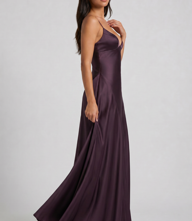 Vestido maxi de cóctel de satén con cuello halter de verano para mujer