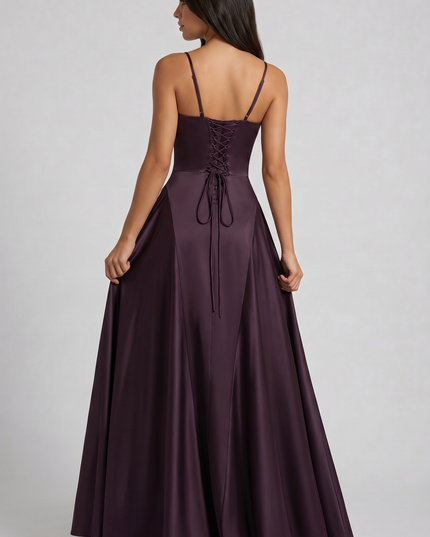Vestido maxi de cóctel de satén con cuello halter de verano para mujer