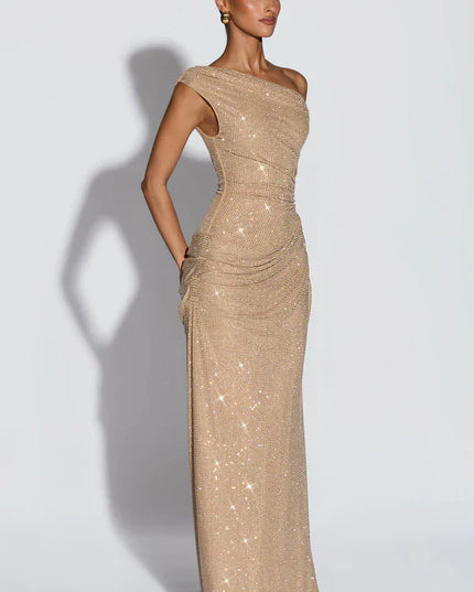 Vestido maxi de cóctel de satén de verano con escote en V para mujer