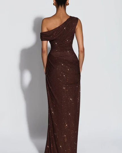 Vestido maxi de cóctel de satén de verano con escote en V para mujer