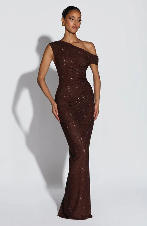 Women's Summer Satin V-Neck Cocktail Maxi Dress